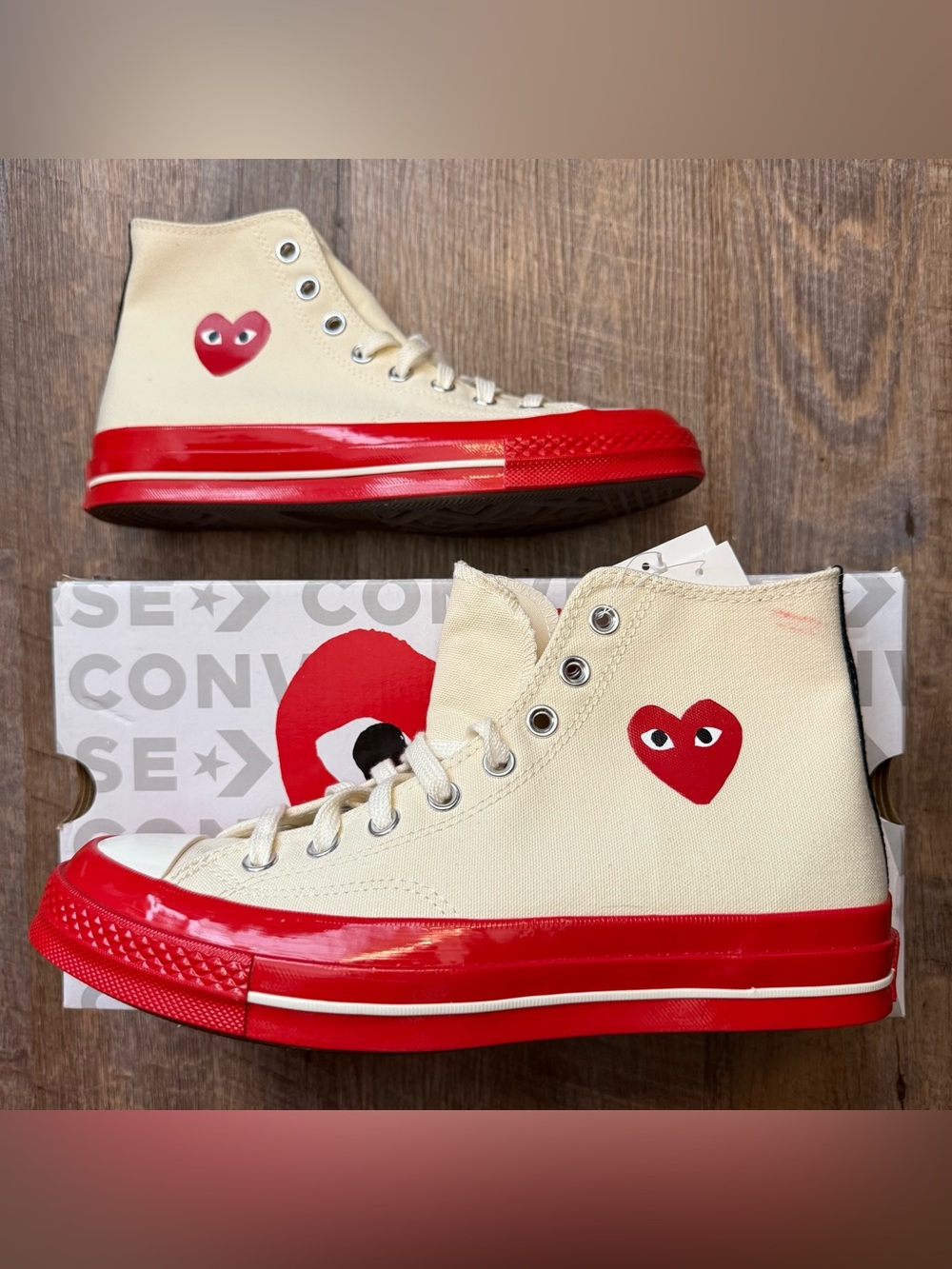Converse Chuck 70 High Hi x Comme des Garcons CDG Play Pristine Red Egret